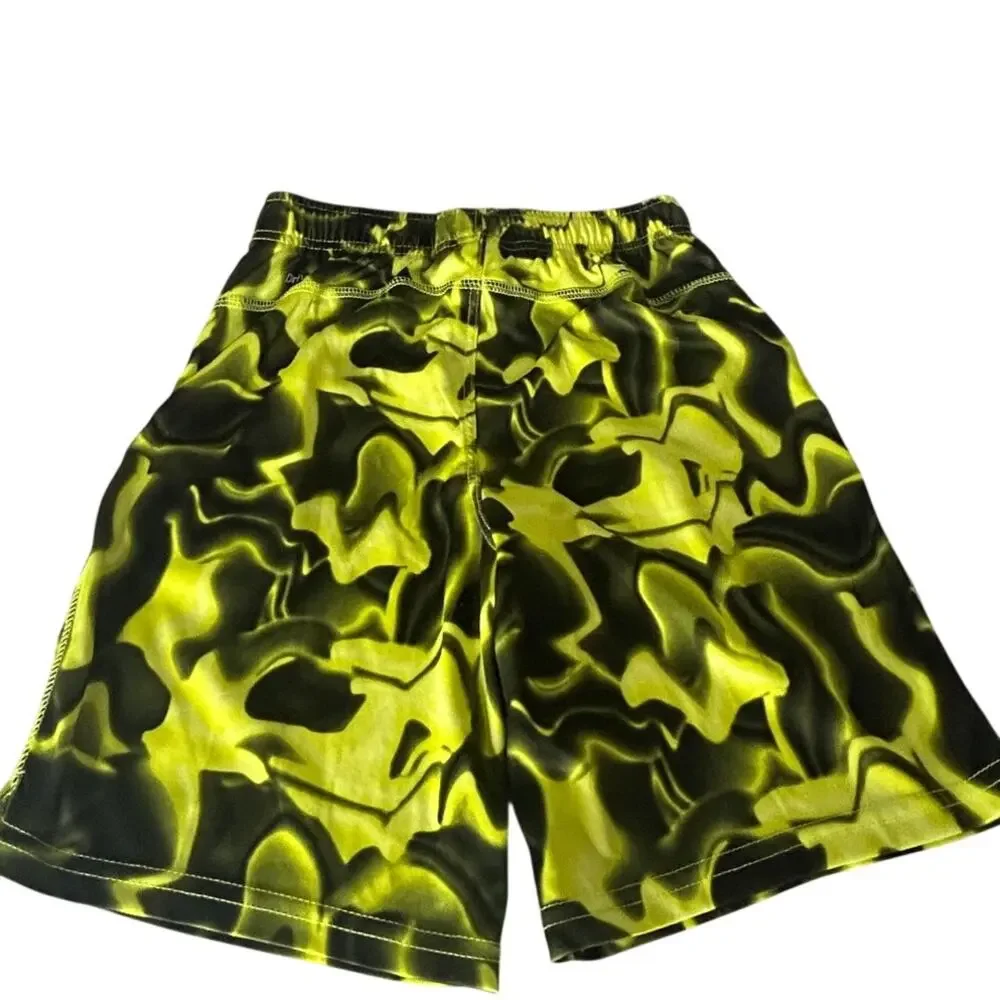 Athletic Works boys 10-12 Large shorts yellow and black marble design